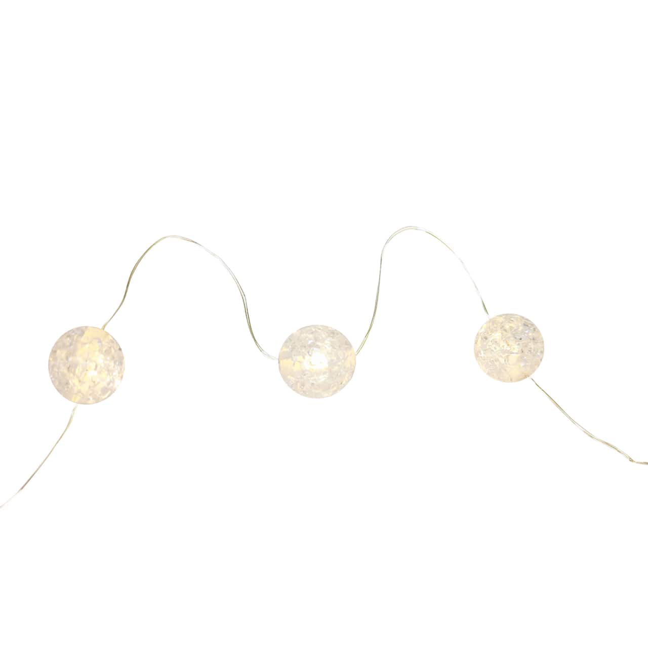 27ct. Warm White LED Clear Cracked Ball String Lights on Silver Wire by Ashland®